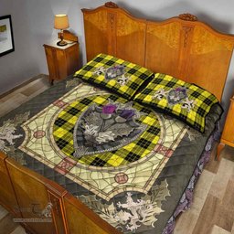 Scottish MacLeod of Lewis Modern Clan Tartan Quilt Bed Set - Crystal Thistle Shield