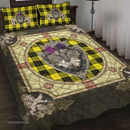 Scottish MacLeod of Lewis Modern Clan Tartan Quilt Bed Set - Crystal Thistle Shield