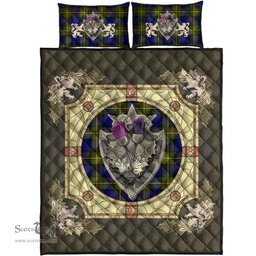 Scottish More (Muir) Clan Tartan Quilt Bed Set - Crystal Thistle Shield