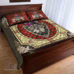Scottish MacKinnon Modern Clan Tartan Quilt Bed Set - Crystal Thistle Shield