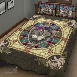 Scottish Stirling & Bannockburn District Clan Tartan Quilt Bed Set - Crystal Thistle Shield