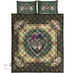 Scottish MacKinnon Hunting Ancient Clan Tartan Quilt Bed Set - Crystal Thistle Shield
