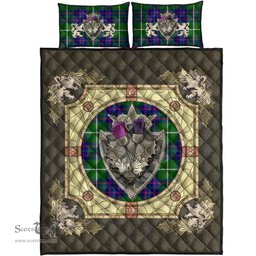 Scottish MacIntyre Hunting Modern Clan Tartan Quilt Bed Set - Crystal Thistle Shield