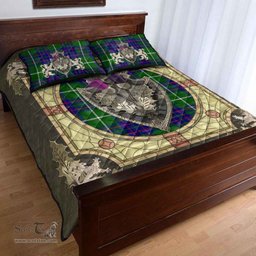 Scottish MacIntyre Hunting Modern Clan Tartan Quilt Bed Set - Crystal Thistle Shield