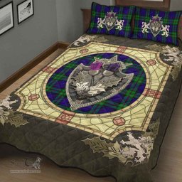 Scottish MacKinlay Modern Clan Tartan Quilt Bed Set - Crystal Thistle Shield