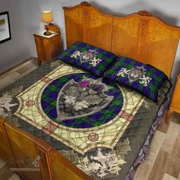 Scottish MacKinlay Modern Clan Tartan Quilt Bed Set - Crystal Thistle Shield