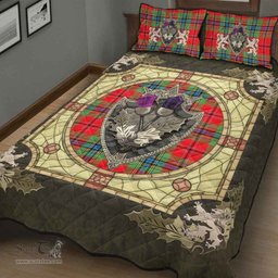 Scottish MacLean of Duart Modern Clan Tartan Quilt Bed Set - Crystal Thistle Shield