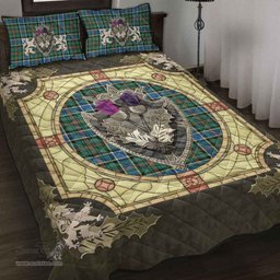 Scottish Ogilvie Hunting Ancient Clan Tartan Quilt Bed Set - Crystal Thistle Shield