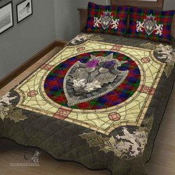 Scottish Tennant Clan Tartan Quilt Bed Set - Crystal Thistle Shield