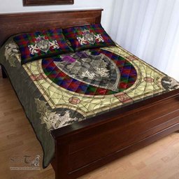 Scottish Tennant Clan Tartan Quilt Bed Set - Crystal Thistle Shield