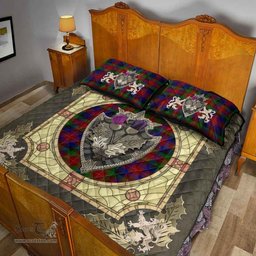 Scottish Tennant Clan Tartan Quilt Bed Set - Crystal Thistle Shield