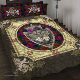 Scottish Tennant Clan Tartan Quilt Bed Set - Crystal Thistle Shield
