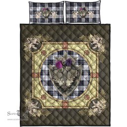 Scottish MacRae Dress Modern Clan Tartan Quilt Bed Set - Crystal Thistle Shield