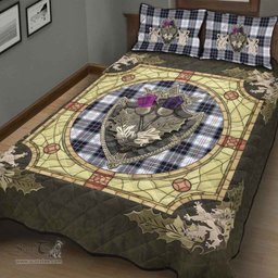 Scottish MacRae Dress Modern Clan Tartan Quilt Bed Set - Crystal Thistle Shield