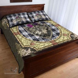 Scottish MacRae Dress Modern Clan Tartan Quilt Bed Set - Crystal Thistle Shield