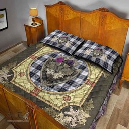 Scottish MacRae Dress Modern Clan Tartan Quilt Bed Set - Crystal Thistle Shield