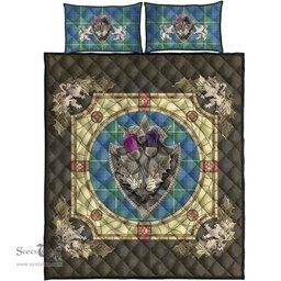 Scottish MacIntyre Hunting Ancient Clan Tartan Quilt Bed Set - Crystal Thistle Shield