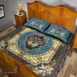 Scottish MacIntyre Hunting Ancient Clan Tartan Quilt Bed Set - Crystal Thistle Shield