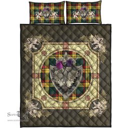 Scottish MacMillan Old Modern Clan Tartan Quilt Bed Set - Crystal Thistle Shield