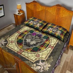 Scottish MacMillan Old Modern Clan Tartan Quilt Bed Set - Crystal Thistle Shield