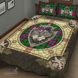 Scottish McGeachie Clan Tartan Quilt Bed Set - Crystal Thistle Shield