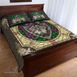 Scottish McGeachie Clan Tartan Quilt Bed Set - Crystal Thistle Shield