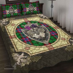 Scottish McGeachie Clan Tartan Quilt Bed Set - Crystal Thistle Shield