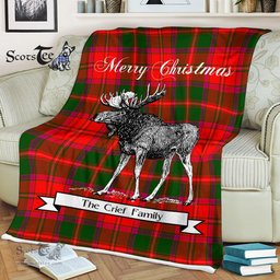 Scotstee Shop - Scotstee Shop Tartan Plaid Fleece Blankets With Moose Clan Moncrieffe Tartan Plaid Christmas Blanket