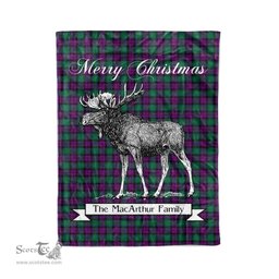 Tartan Blanket With Moose Clan MacArthur of Milton Plaid Blanket Tartan Plaid Fleece Blanket, Christmas Blanket, tartan blanket, plaid blanket, red plaid blanket, buffalo plaid blanket, green plaid blanket, plaid fleece blanket, blue plaid blanket, red tartan blanket, tartan plaid blanket, black and white plaid blanket, christmas plaid blanket, orange plaid blanket, tartan plaid throw blanket, pink plaid blanket, brown plaid blanket, buffalo check blanket