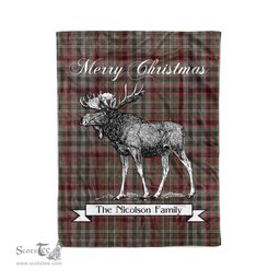 Tartan Blanket With Moose Clan Nicolson Hunting Weathered Plaid Blanket Tartan Plaid Fleece Blanket, Christmas Blanket, tartan blanket, plaid blanket, red plaid blanket, buffalo plaid blanket, green plaid blanket, plaid fleece blanket, blue plaid blanket, red tartan blanket, tartan plaid blanket, black and white plaid blanket, christmas plaid blanket, orange plaid blanket, tartan plaid throw blanket, pink plaid blanket, brown plaid blanket, buffalo check blanket