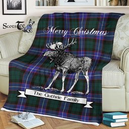 Scotstee Shop - Scotstee Shop Tartan Plaid Fleece Blankets With Moose Clan Guthrie Tartan Plaid Christmas Blanket