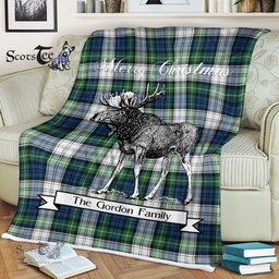 Scotstee Shop - Scotstee Shop Tartan Plaid Fleece Blankets With Moose Clan Gordon Dress Ancient Tartan Plaid Christmas Blanket