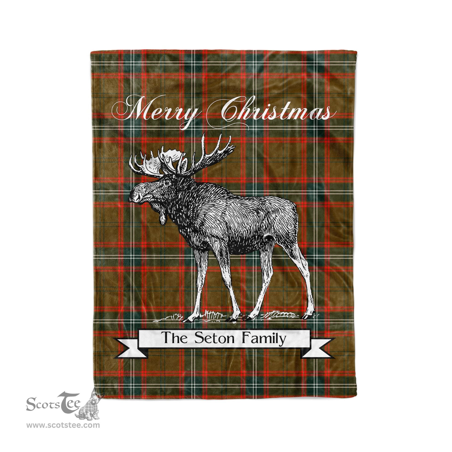 Tartan Blanket With Moose Clan Seton Hunting Modern Plaid Blanket Tartan Plaid Fleece Blanket, Christmas Blanket, tartan blanket, plaid blanket, red plaid blanket, buffalo plaid blanket, green plaid blanket, plaid fleece blanket, blue plaid blanket, red tartan blanket, tartan plaid blanket, black and white plaid blanket, christmas plaid blanket, orange plaid blanket, tartan plaid throw blanket, pink plaid blanket, brown plaid blanket, buffalo check blanket