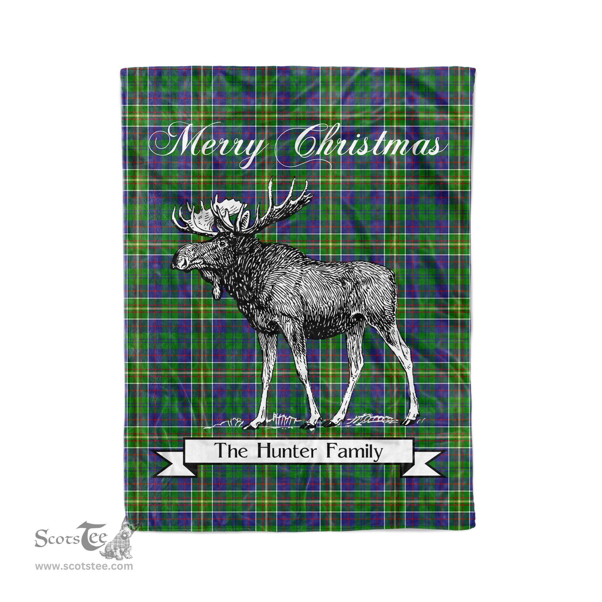 Tartan Blanket With Moose Clan Hunter of Hunterston Plaid Blanket Tartan Plaid Fleece Blanket, Christmas Blanket, tartan blanket, plaid blanket, red plaid blanket, buffalo plaid blanket, green plaid blanket, plaid fleece blanket, blue plaid blanket, red tartan blanket, tartan plaid blanket, black and white plaid blanket, christmas plaid blanket, orange plaid blanket, tartan plaid throw blanket, pink plaid blanket, brown plaid blanket, buffalo check blanket
