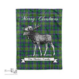 Tartan Blanket With Moose Clan Hunter of Hunterston Plaid Blanket Tartan Plaid Fleece Blanket, Christmas Blanket, tartan blanket, plaid blanket, red plaid blanket, buffalo plaid blanket, green plaid blanket, plaid fleece blanket, blue plaid blanket, red tartan blanket, tartan plaid blanket, black and white plaid blanket, christmas plaid blanket, orange plaid blanket, tartan plaid throw blanket, pink plaid blanket, brown plaid blanket, buffalo check blanket