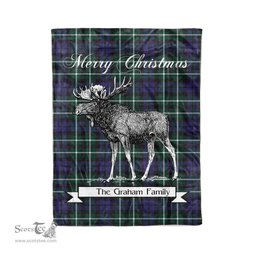 Tartan Blanket With Moose Clan Graham Of Montrose Modern Plaid Blanket Tartan Plaid Fleece Blanket, Christmas Blanket, tartan blanket, plaid blanket, red plaid blanket, buffalo plaid blanket, green plaid blanket, plaid fleece blanket, blue plaid blanket, red tartan blanket, tartan plaid blanket, black and white plaid blanket, christmas plaid blanket, orange plaid blanket, tartan plaid throw blanket, pink plaid blanket, brown plaid blanket, buffalo check blanket