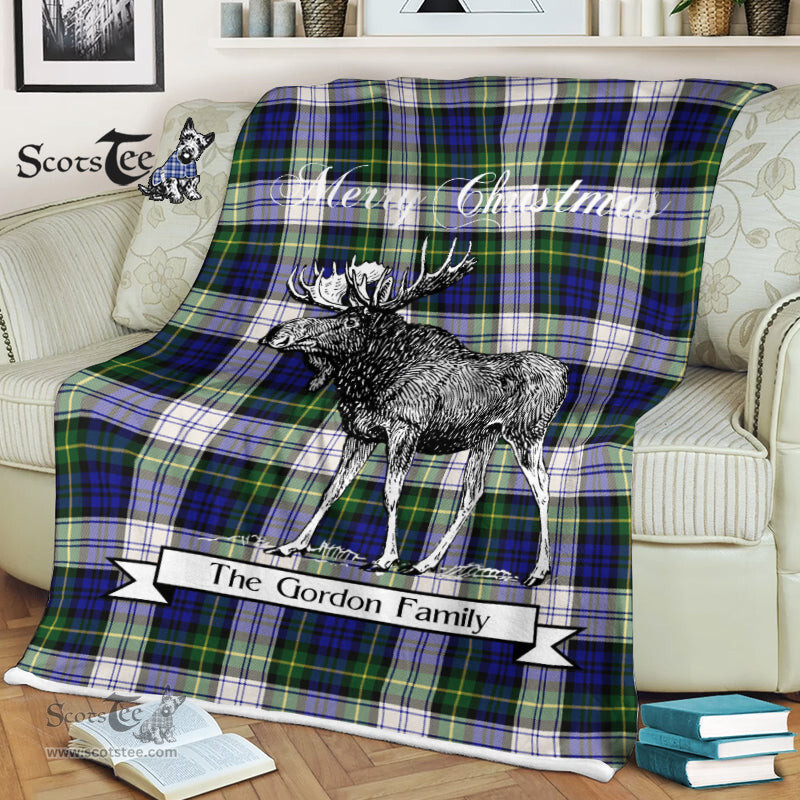 Scotstee Shop - Scotstee Shop Tartan Plaid Fleece Blankets With Moose Clan Gordon Dress Modern Tartan Plaid Christmas Blanket