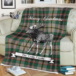 Scotstee Shop - Scotstee Shop Tartan Plaid Fleece Blankets With Moose Clan Craig Ancient Tartan Plaid Christmas Blanket