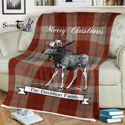Scotstee Shop - Scotstee Shop Tartan Plaid Fleece Blankets With Moose Clan Davidson Dress Dancers Tartan Plaid Christmas Blanket