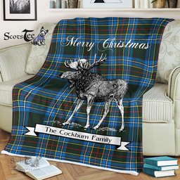 Scotstee Shop - Scotstee Shop Tartan Plaid Fleece Blankets With Moose Clan Cockburn Tartan Plaid Christmas Blanket