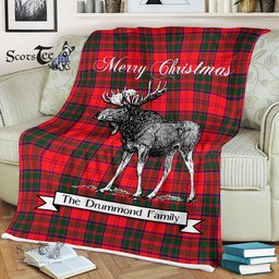Scotstee Shop - Scotstee Shop Tartan Plaid Fleece Blankets With Moose Clan Drummond Modern Tartan Plaid Christmas Blanket