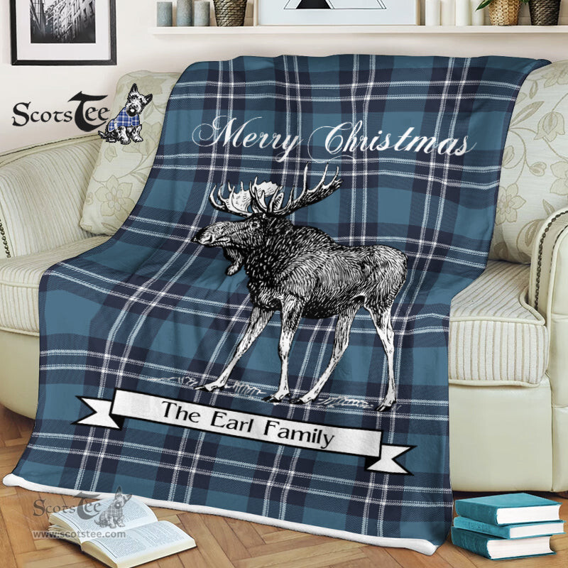 Scotstee Shop - Scotstee Shop Tartan Plaid Fleece Blankets With Moose Clan Earl Of St Andrews Tartan Plaid Christmas Blanket
