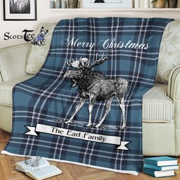 Scotstee Shop - Scotstee Shop Tartan Plaid Fleece Blankets With Moose Clan Earl Of St Andrews Tartan Plaid Christmas Blanket