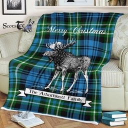 Scotstee Shop - Scotstee Shop Tartan Plaid Fleece Blankets With Moose Clan Arbuthnott Hunting Tartan Plaid Christmas Blanket