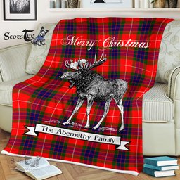 Scotstee Shop - Scotstee Shop Tartan Plaid Fleece Blankets With Moose Clan Abernethy Tartan Plaid Christmas Blanket