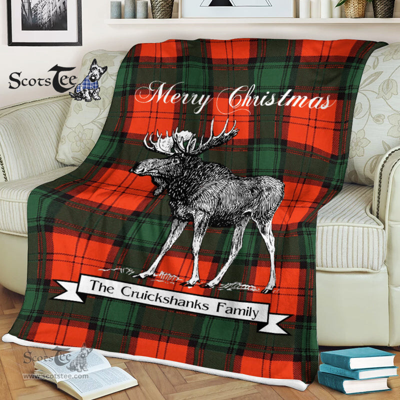 Scotstee Shop - Scotstee Shop Tartan Plaid Fleece Blankets With Moose Clan Cruickshanks Tartan Plaid Christmas Blanket