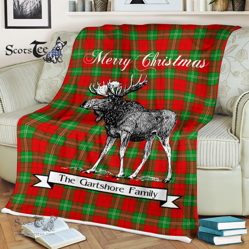 Scotstee Shop - Scotstee Shop Tartan Plaid Fleece Blankets With Moose Clan Gartshore Tartan Plaid Christmas Blanket