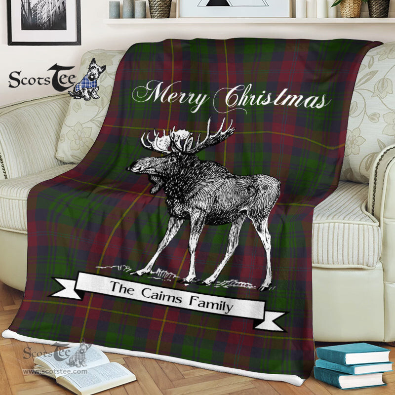 Scotstee Shop - Scotstee Shop Tartan Plaid Fleece Blankets With Moose Clan Cairns Hunting Tartan Plaid Christmas Blanket