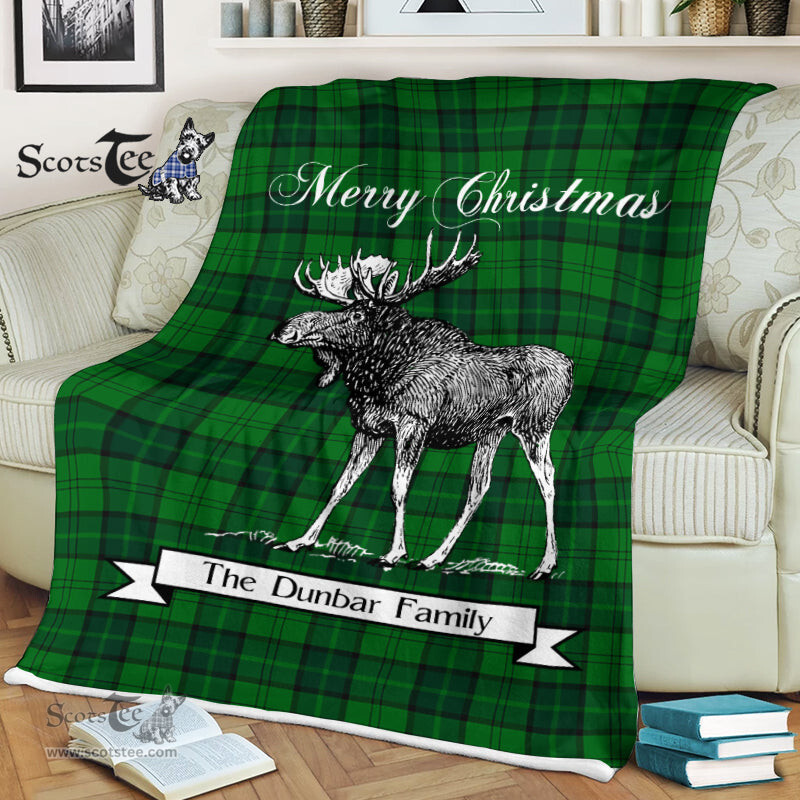 Scotstee Shop - Scotstee Shop Tartan Plaid Fleece Blankets With Moose Clan Dunbar Hunting Tartan Plaid Christmas Blanket