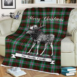 Scotstee Shop - Scotstee Shop Tartan Plaid Fleece Blankets With Moose Clan Brodie Modern Tartan Plaid Christmas Blanket